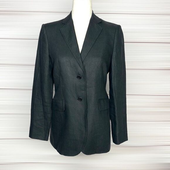 Brooks Brothers Women’s Irish Linen Black Charcoal Oversized Blazer  US 2-4 - Picture 2 of 15